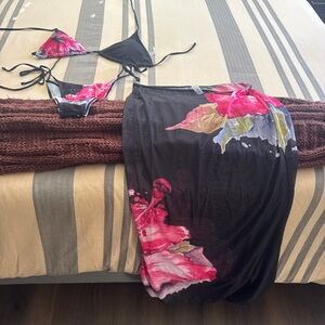 Fashion Nova Black and Pink Bikini Set